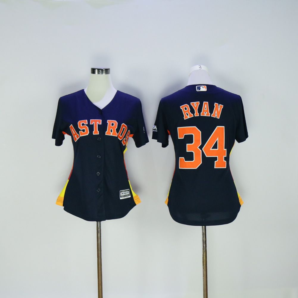 Women Houston Astros 34 Ryan Blue MLB Jerseys